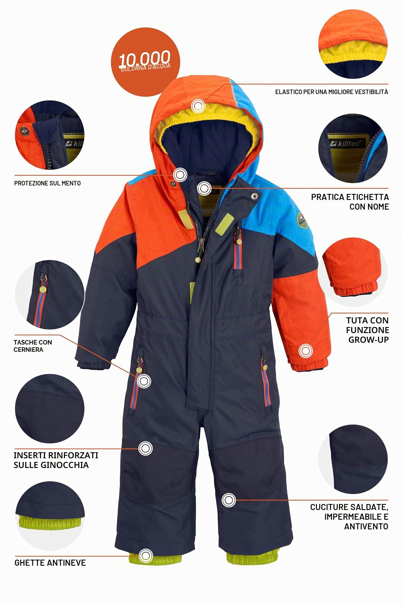 Killtec Kesley Mini Tuta da Sci con Cappuccio e ghetta antineve Bambini e Ragazzi (Pacco da 1)