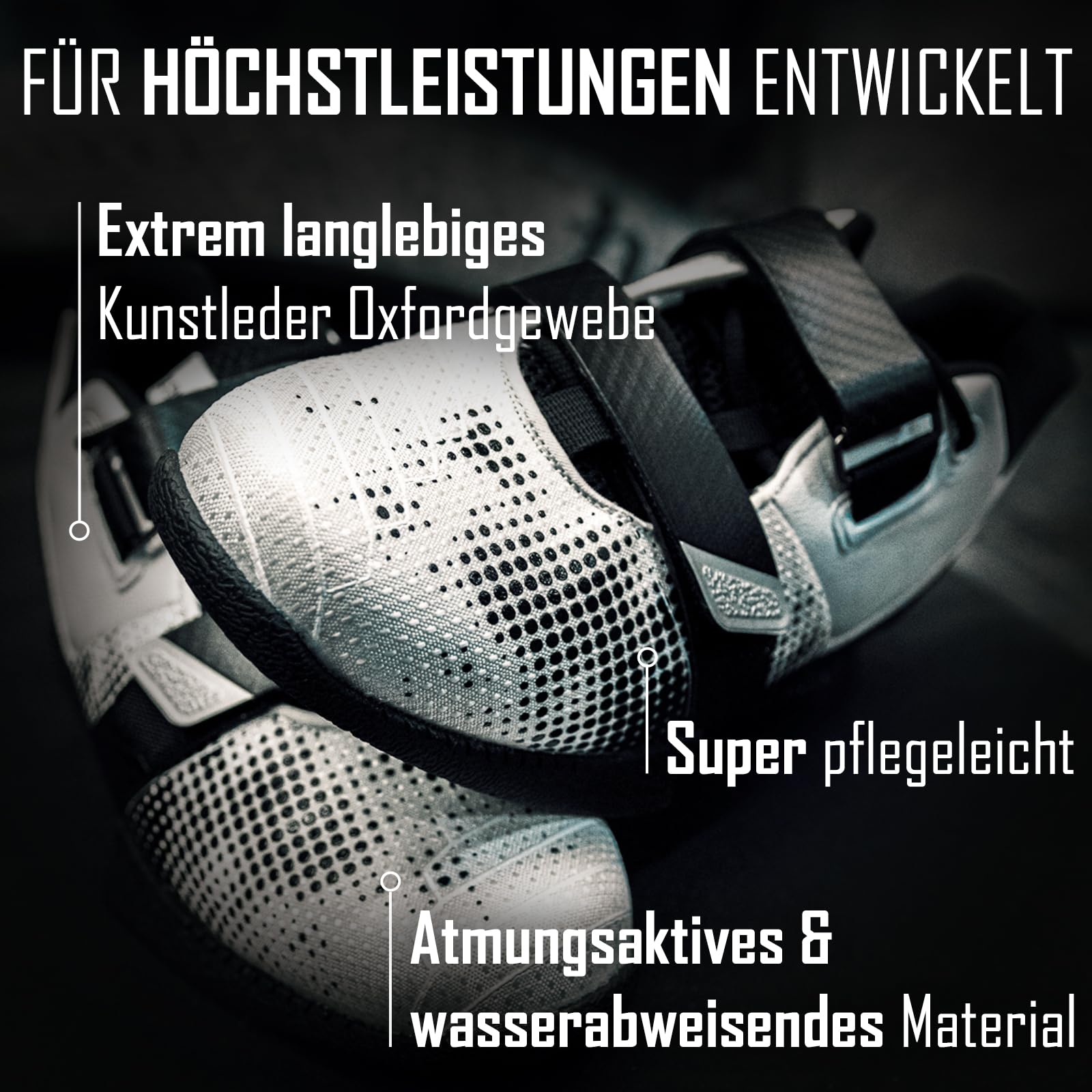 Strength Shop 1 Paar, Gewichtheberschuhe Herren & Damen mit Hartplastik-Keilabsatz (2,3cm), extrem rutschfest & stabil, Weightlifting Shoes mit starrer Gummi/TPU Sohle & Doppelverschluss
