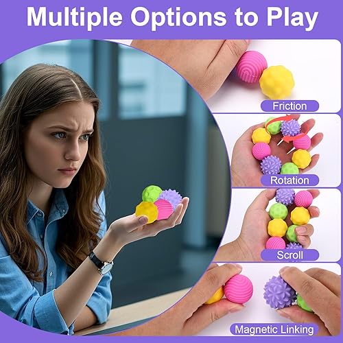 Miniatura 106 de BUSOHA Bolas de silicona para la ansiedad, paquete de 4 juguetes para adultos, juguetes sensoriales para adultos, adolescentes, regalos para calmar