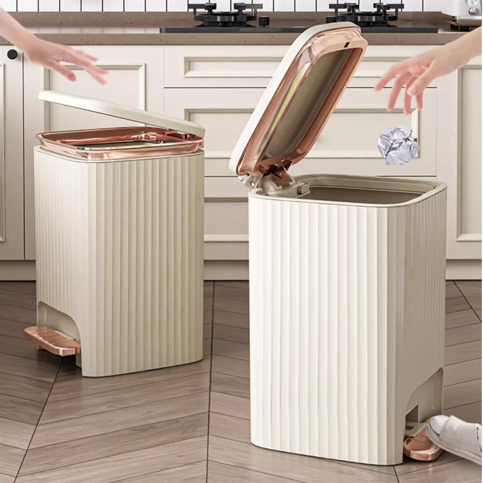 Confezione Da 2 Pattumiere Quadrate Moderne 12L - Plastica Nera Minimalista Per Bagno E Camera Con Secchio Interno