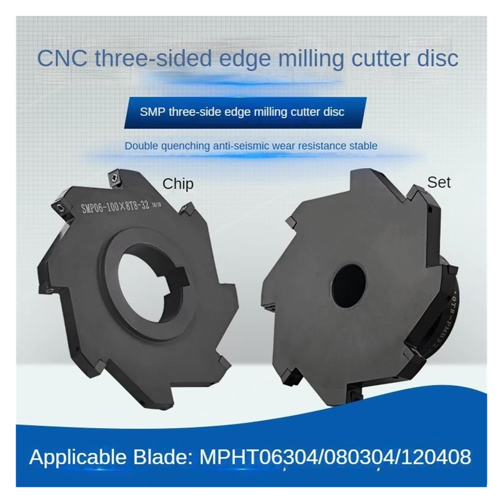 Disco de fresa tres caras CNC, ranura en T indexable 80 100 125 | MPHT060304 SG3305