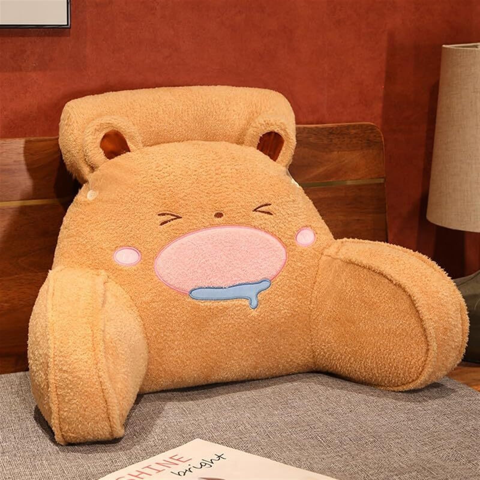 Uoxhfdh Brown Back Support Cushion Rest Office Cartoon Animal Pillows Plush And Pp Cotton Cushions(,75X50cm)