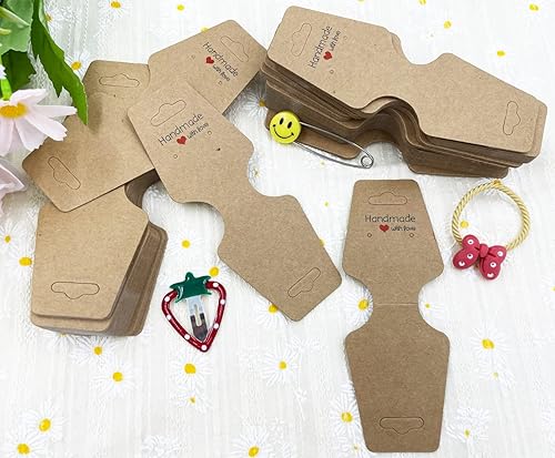 Miniatura 4 de Tarjetas de exhibición de pulsera, 100 collares, tarjetas autoadhesivas, embalaje de joyas para pequeñas empresas, tarjetas de papel kraft para