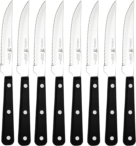 Juego de 8 cuchillos, de J.A. Henckels International, para bistec, Juego de cuchillos con sierra para cortar carne J.A. Henckels International Negro