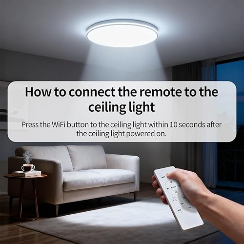 Miniatura 9 de Luces de techo LED inteligentes RGBCW que cambian de color, funciona con Alexa Google Home, lámpara de techo empotrada de 24 W, programador de