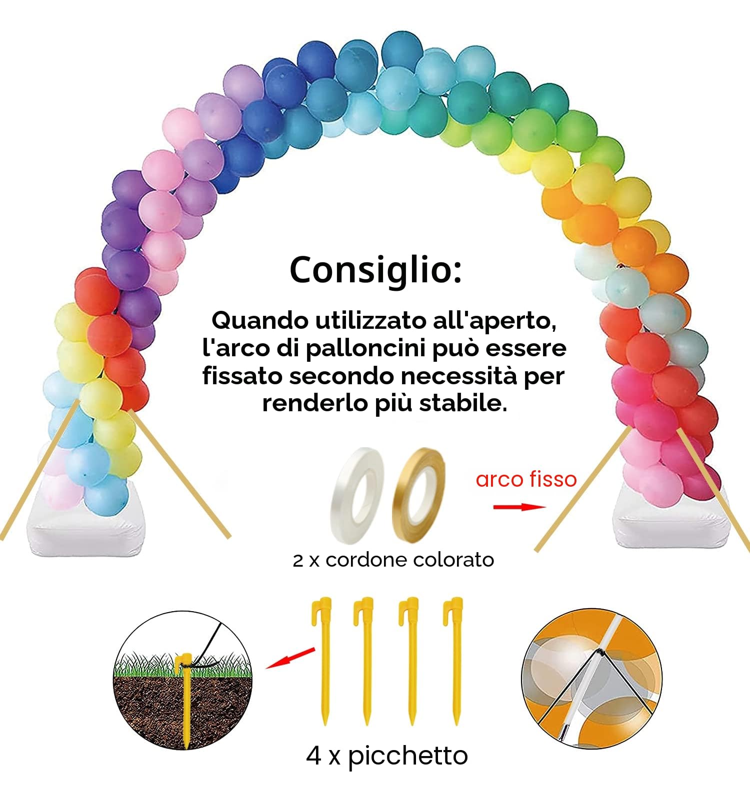 PILIN Kit arco di palloncini riutilizzabile Arco di palloncini bianco 2,3x3,2M regolabile per matrimoni, lauree, compleanni, decorazioni di Natale