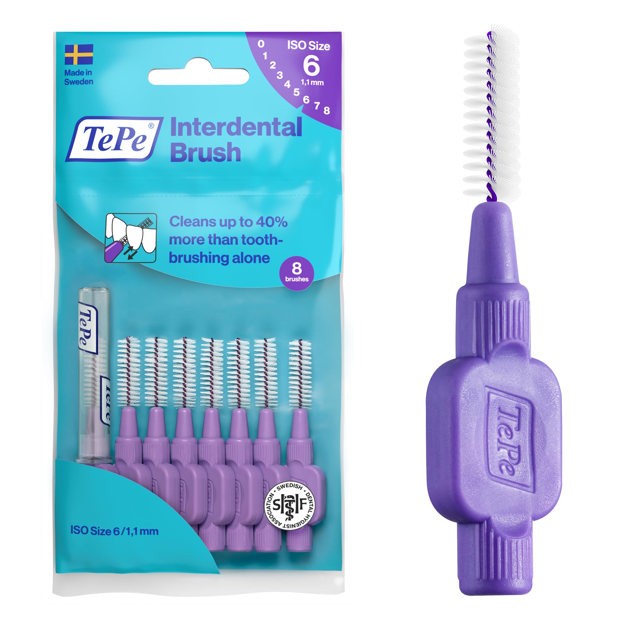 TePe Interdental Brush, Original, Purple, 1.1mm/ISO 6, 8pcs