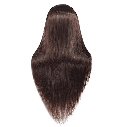 Miniatura 5 de Training Head - Cabeza de maniquí de 26-28 pulgadas con cabello de fibra sintética, modelo de entrenamiento para peluquería y cosmetología, pinza