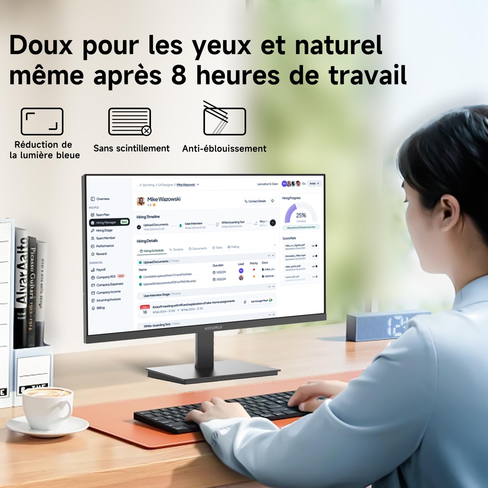 KOORUI E2711F Écran PC 27 Pouces Full HD 1920×1080 100 Hz, IPS, 99% sRGB | Adaptive Sync, Filtre de lumière Bleue, HDMI & VGA, VESA 100×100