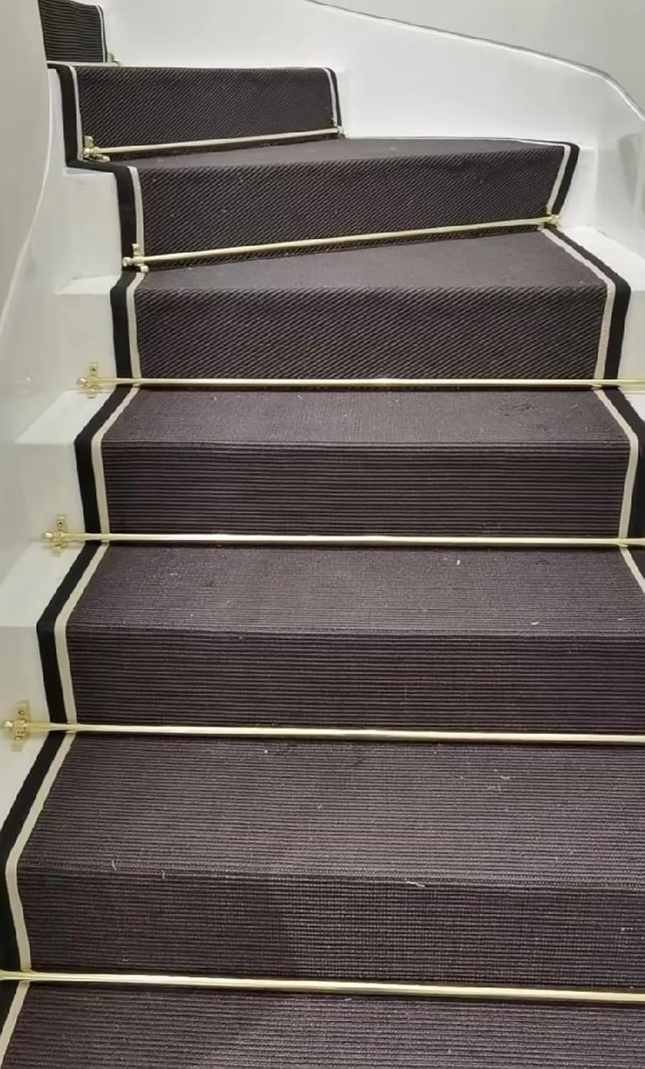 Bright Brass Stair Carpet Holder for Runners, Stair Polished Rods with Round Finial, Carpet Rods for Stair Runners 28/32/36/39 Width,1 Pc-28in,1 Pc-28in