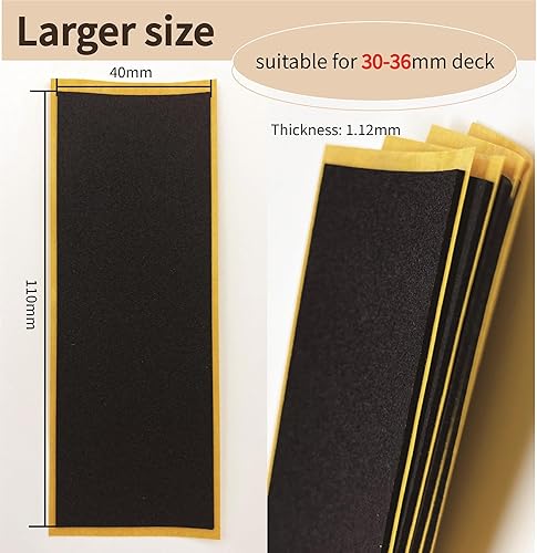 Miniatura 7 de Fingerboard Foam Grip Tape, Finger Skateboard Griptape 40mmX110mm (16pcs Black 8pcs White)