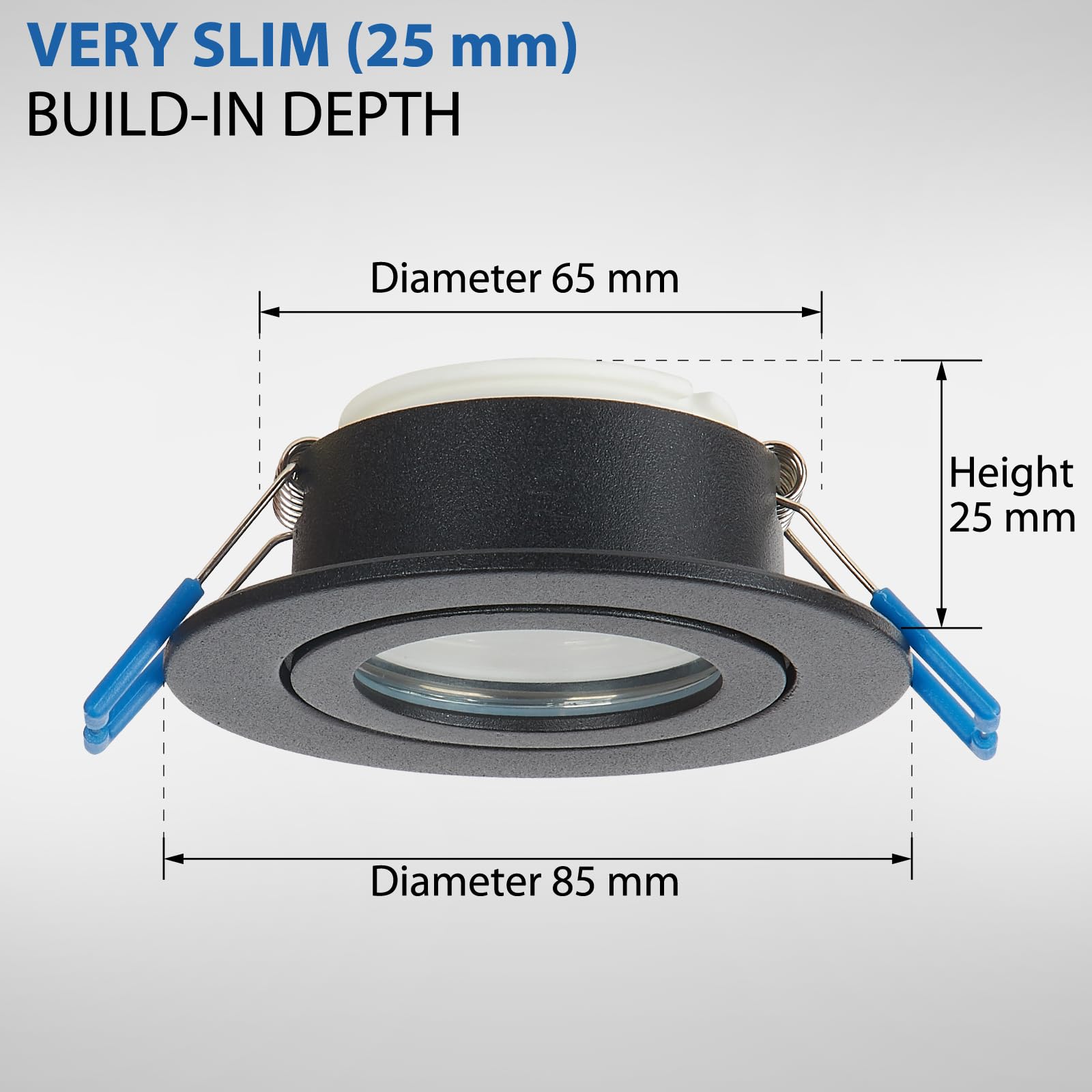 LED Spots Lampe Leuchte dimmbar Keramik Flach 230V 5W Warmweiß IP44 Schwarz Set (3er Pack)