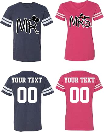 Custom Couple Matching Cotton Jerseys - His & Her Matching T-Shirts