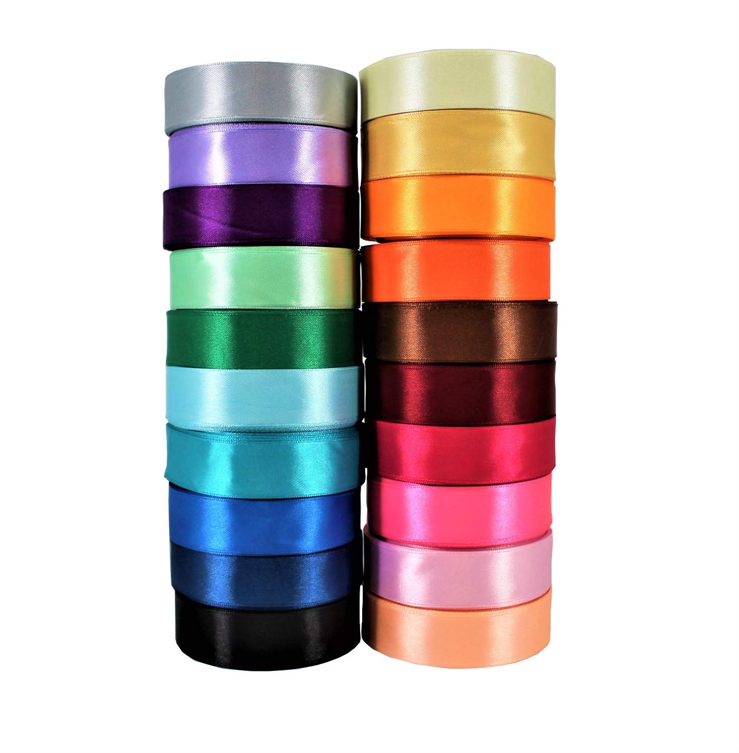 25mm Double Sided Ribbon Rolls - 20 Colours - (Premium Quality) - Polyester Satin Ribbons for Fabric, Arts and Crafts, Bows, Wedding, Birthday Cake and Home Decoration by Trimming Shop®
