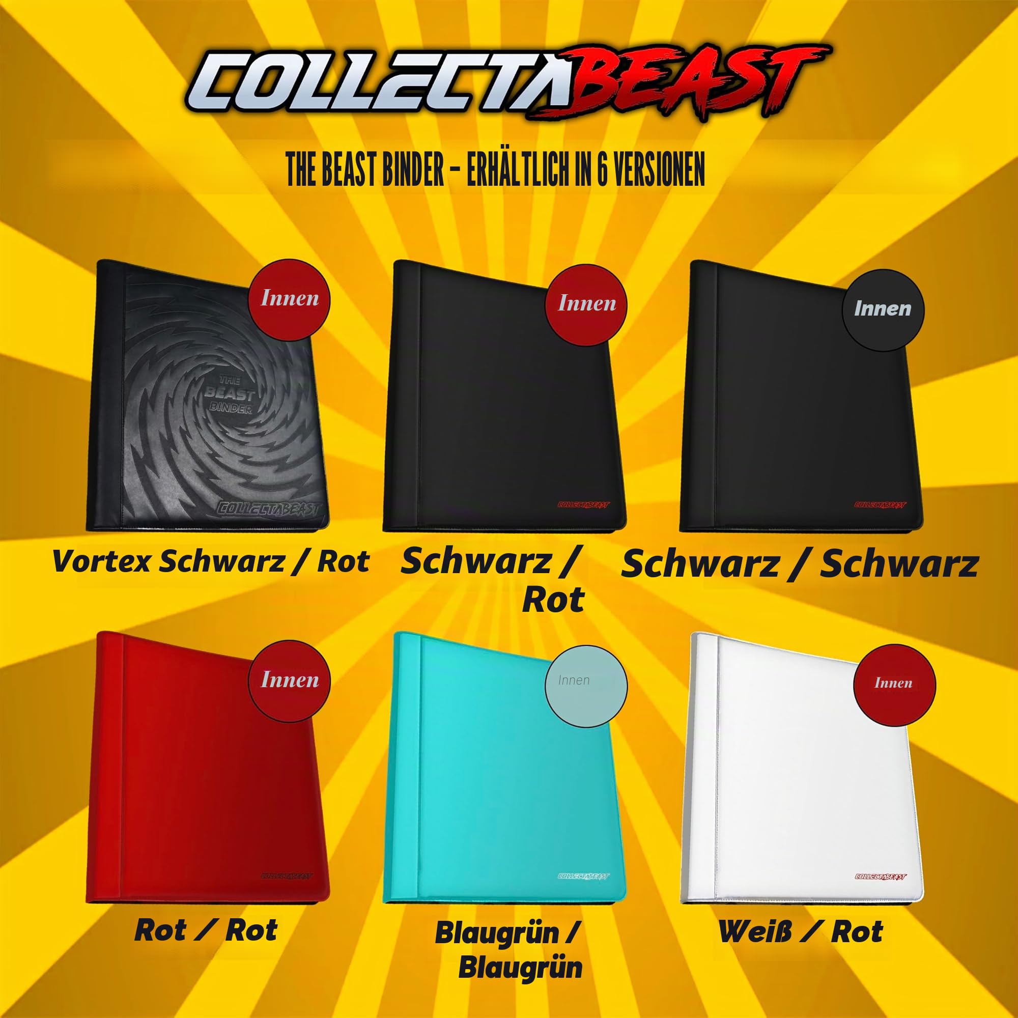 1280+ Karten 20 Pocket Card Binder Sammelkarten Album - Seiten Kompatibel mit Pokemon Karten, Sportkarten, Yugioh, MTG und Anderen TCG - Sammelkartenhülle mit seitlichen Loading Pockets (Rot)