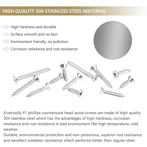 Miniatura 2 de 162 tornillos autorroscantes Phillips de cabeza avellanada Phillips #7 x 12 pulgadas, 58 pulgadas, 34 pulgadas, 1-14 pulgadas, kit surtido de