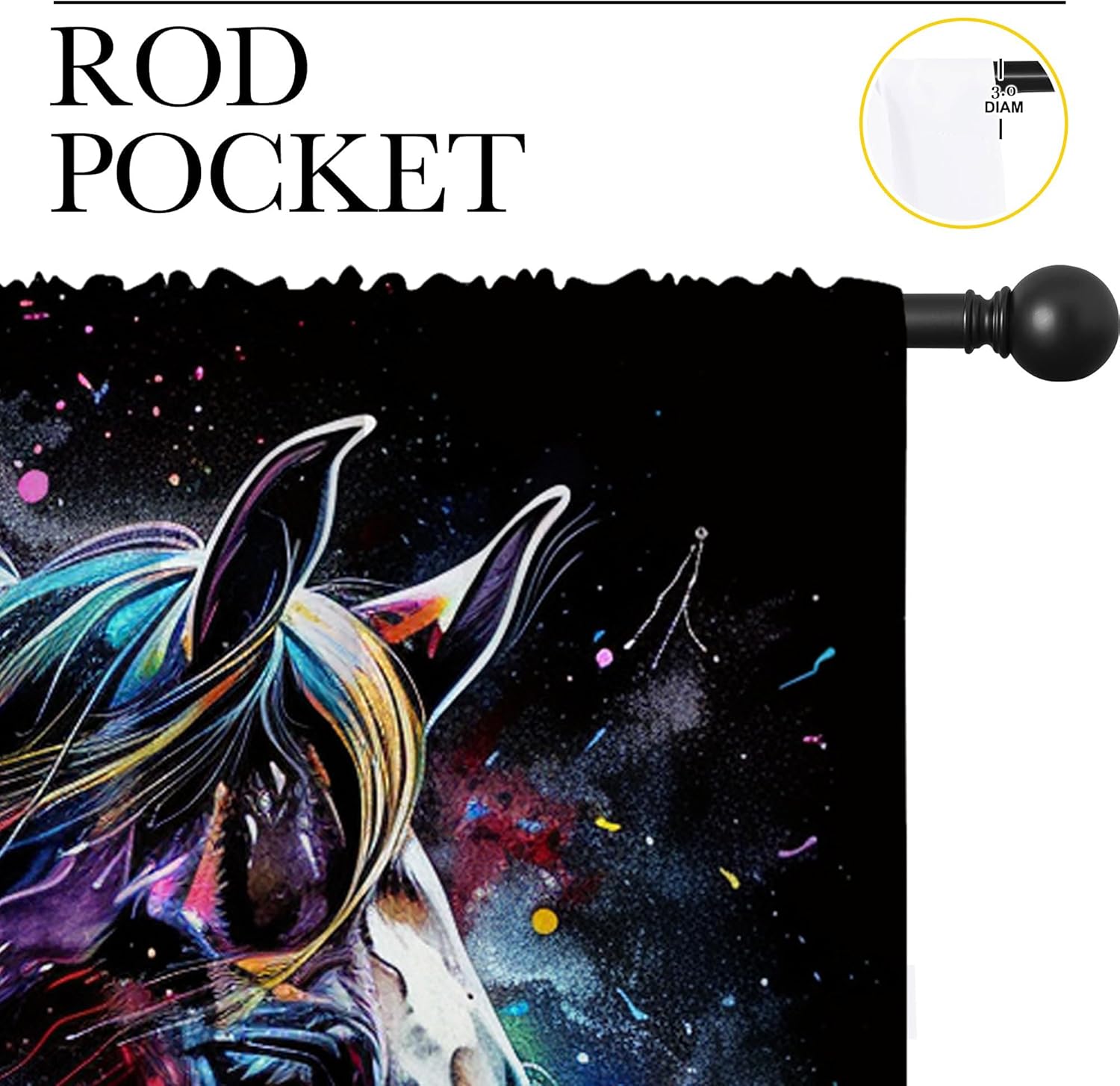 Farm Animal Blackout Curtains for Boys Girl Bedroom Decor,Funny Horse Colorful Splash Art Thermal Insulated Rod Pocket Drapes Darkening Window Curtain for Living Room Home 84x63 inch