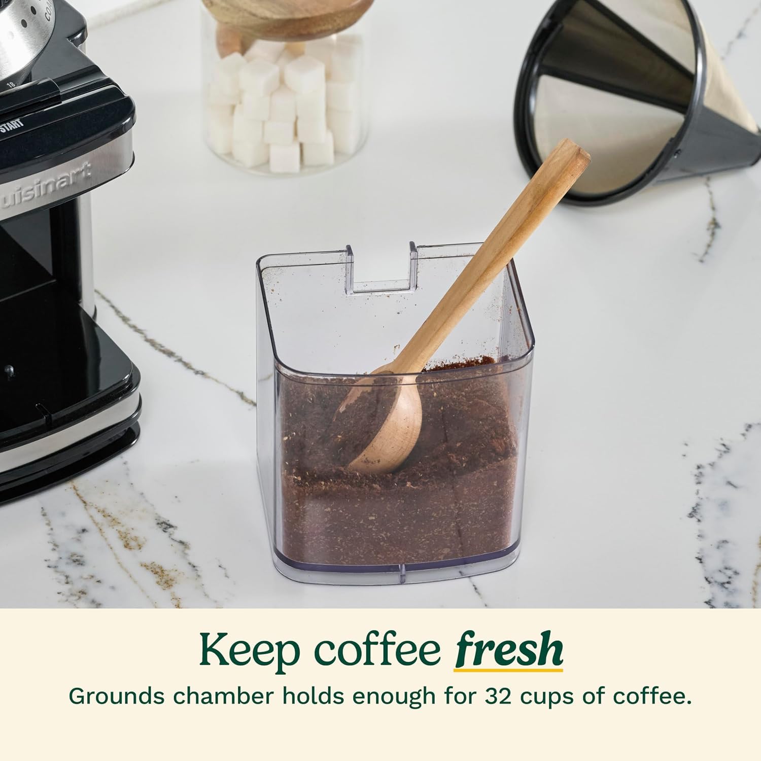 CUISINART Molinillo de café, rebaba eléctrica, amoladora automática de un solo toque con selector de molienda de 18 posiciones, acero inoxidable, DBM-8BKSP1, negro