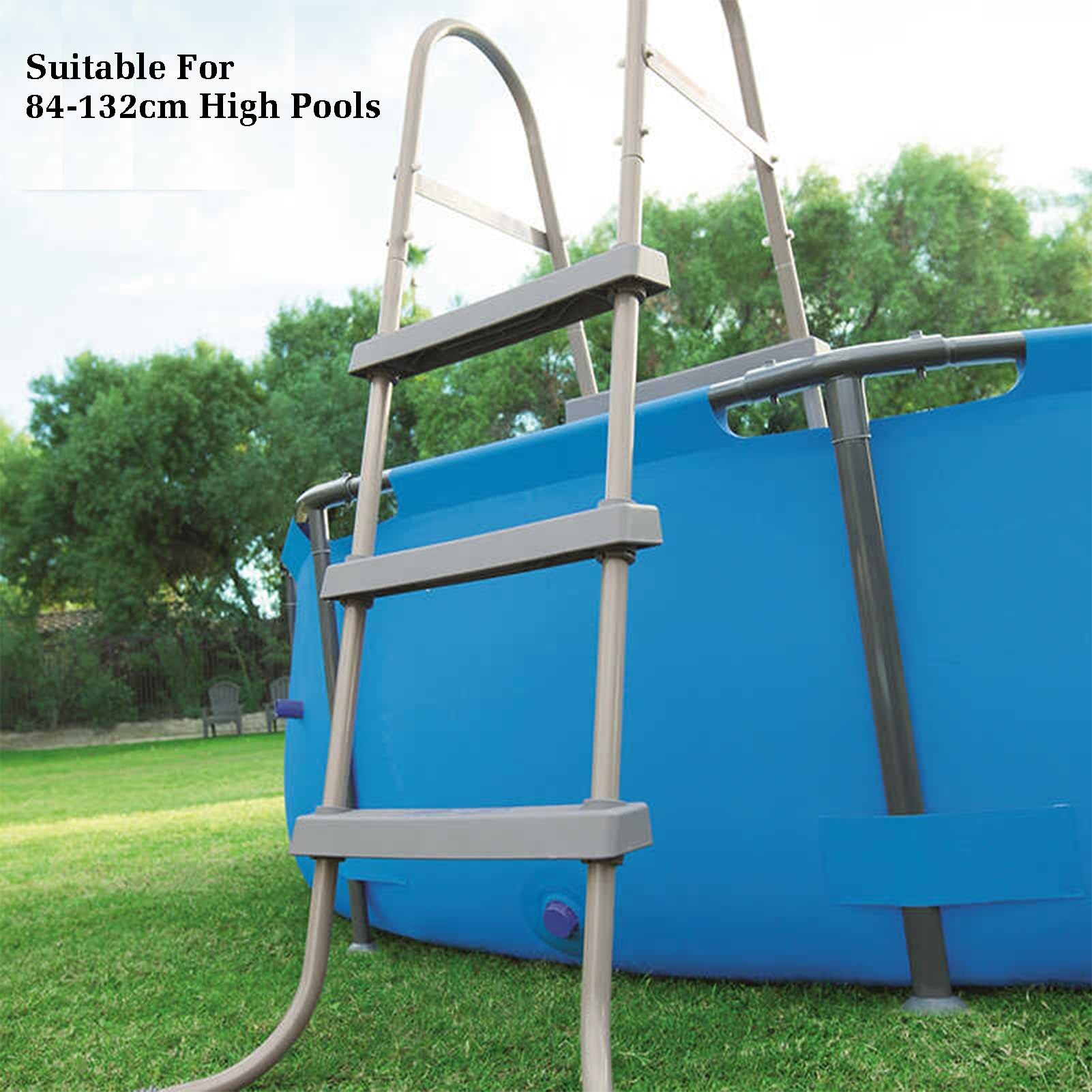 Corrimano per Piscina in Acciaio Inox, scaletta per Piscina a 3 gradini, Portata Massima 250 kg, Installazione Rapida per parchi Acquatici Interni ed Esterni.