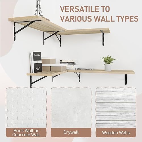 Miniatura 5 de Kaboon Estantes flotantes de 36 pulgadas para pared de 10 pulgadas de profundidad x 36 pulgadas de ancho, juego de 2, estantes flotantes de 10