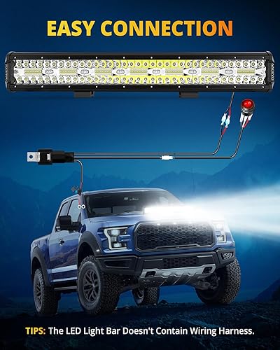 Miniatura 8 de NAOEVO Barra de luz LED de 20 pulgadas, antiniebla, todoterreno, luces LED de conducción, 420 W, 42000 lúmenes, combo de luces de trabajo LED para