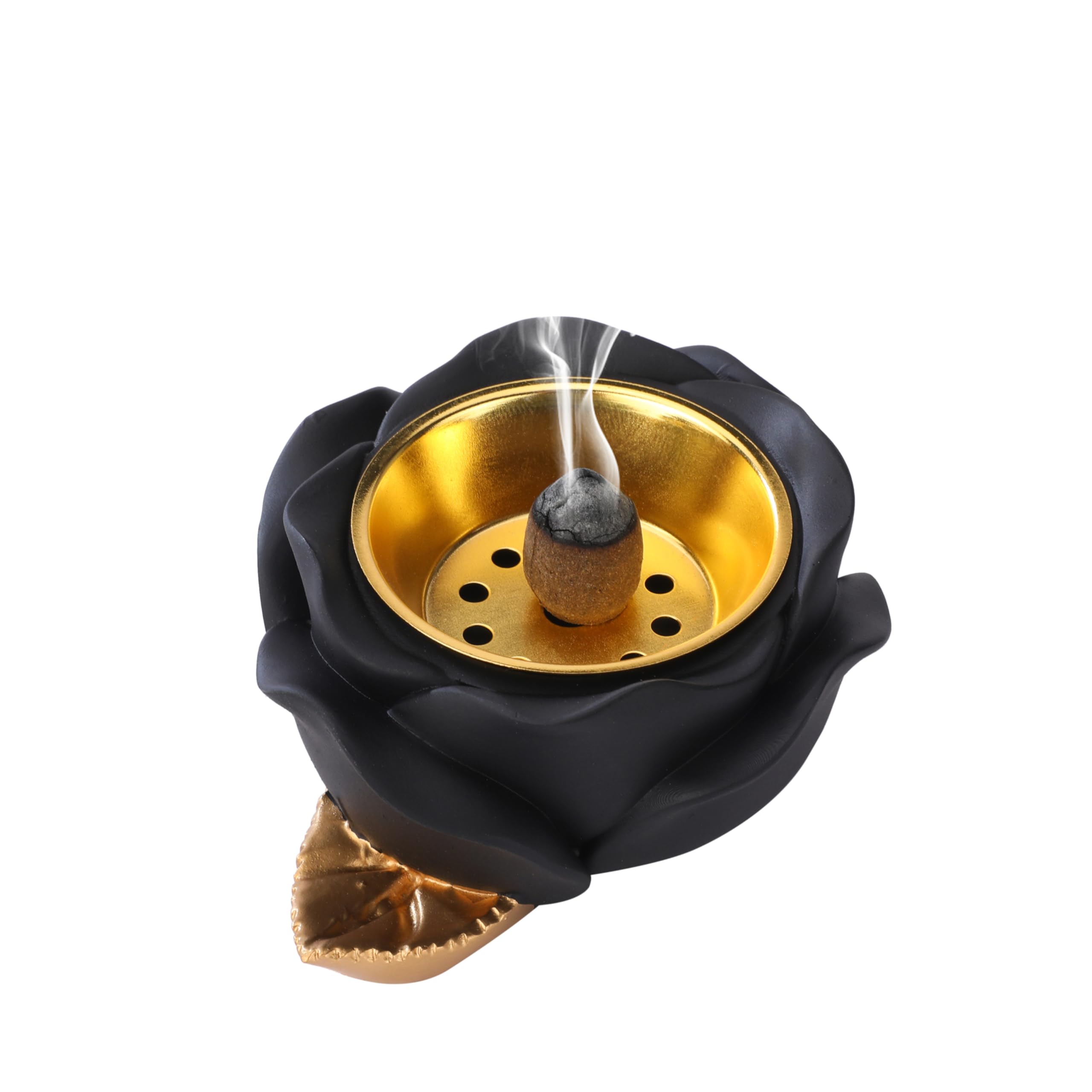 Earwig Incense Burner, Lotus Shape Incense Holder for Backflow Incense, Resin, Incense/Cone/Coil/Stick,Charcoal Handmade Ornament, Protect Your Love, Relieve Stress (EW-04)
