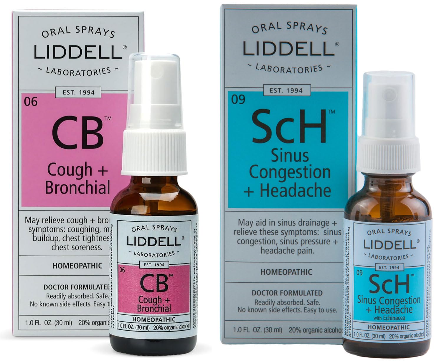 Liddell Homeopathic Cough and Sinus Bundle - Cough + Bronchial and Sinus Congestion + Headache