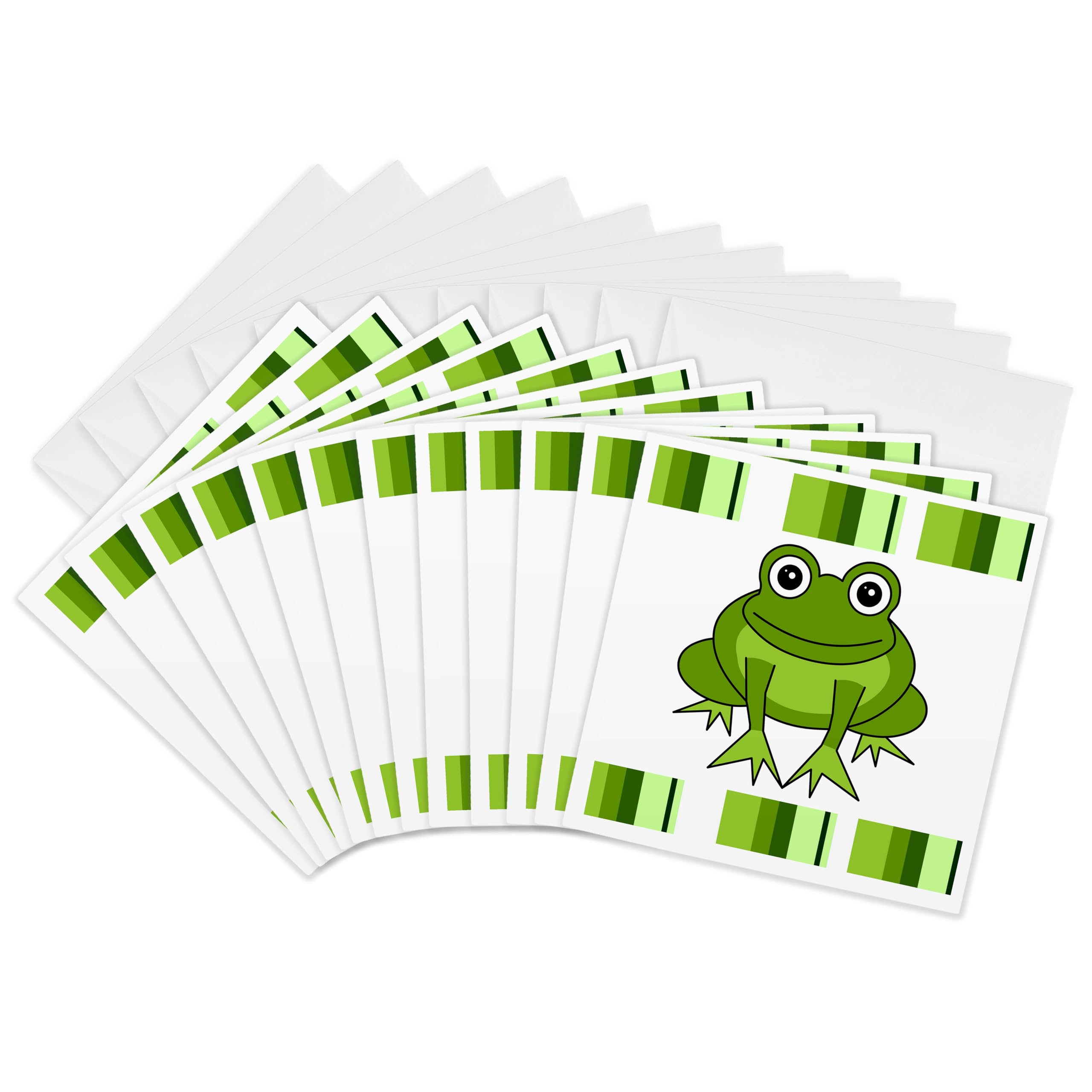 3dRose Cute Happy Green Frog with Stripes - Greeting Cards, 6 x 6 inches, set of 12 (gc_6104_2)