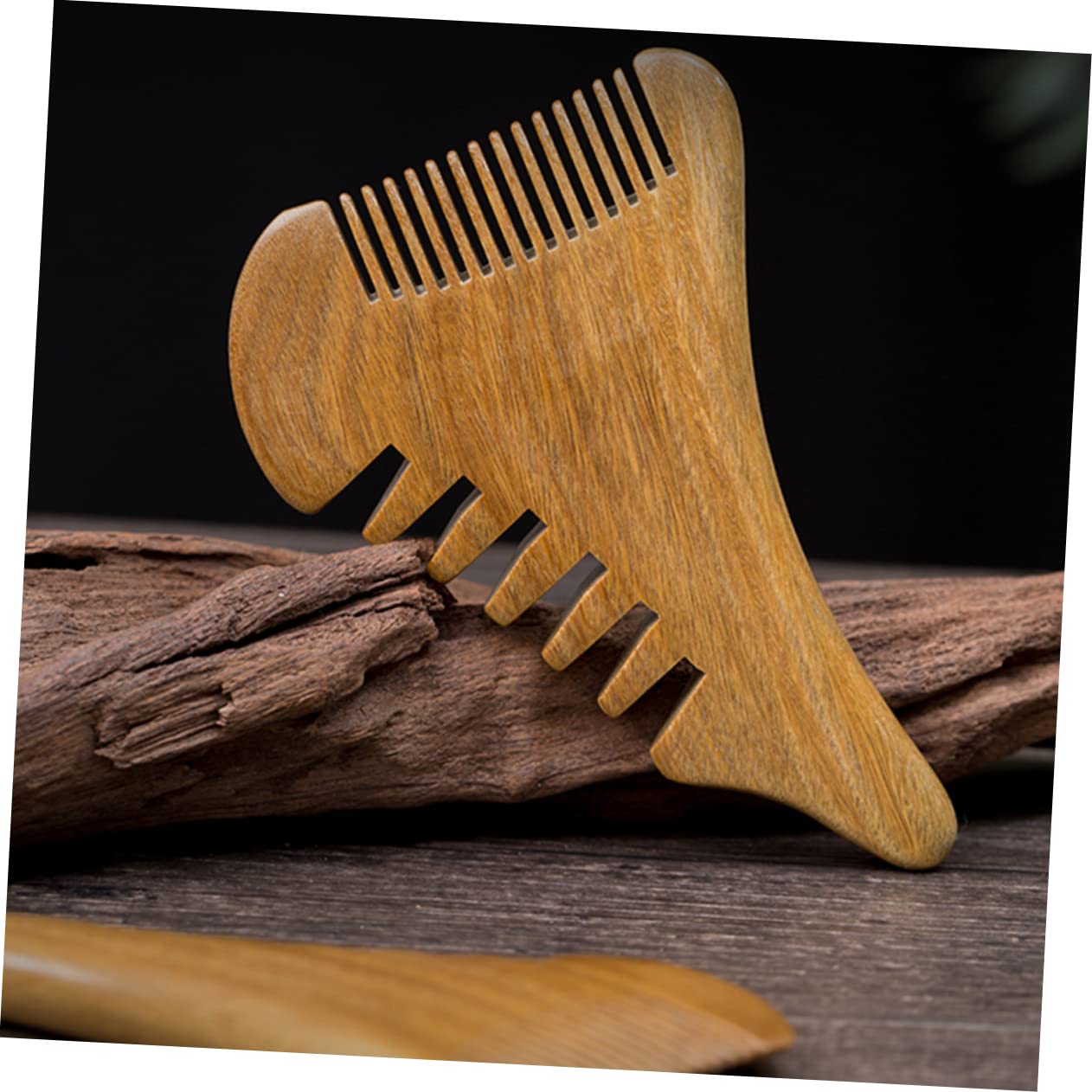 Peine de madera de sándalo Peine de madera Bigote Cabello Madera Estático Desenredante natural Masajeador de cuero cabelludo de madera Barba Cabeza estrecha Sin peines domésticos portátiles Peine con