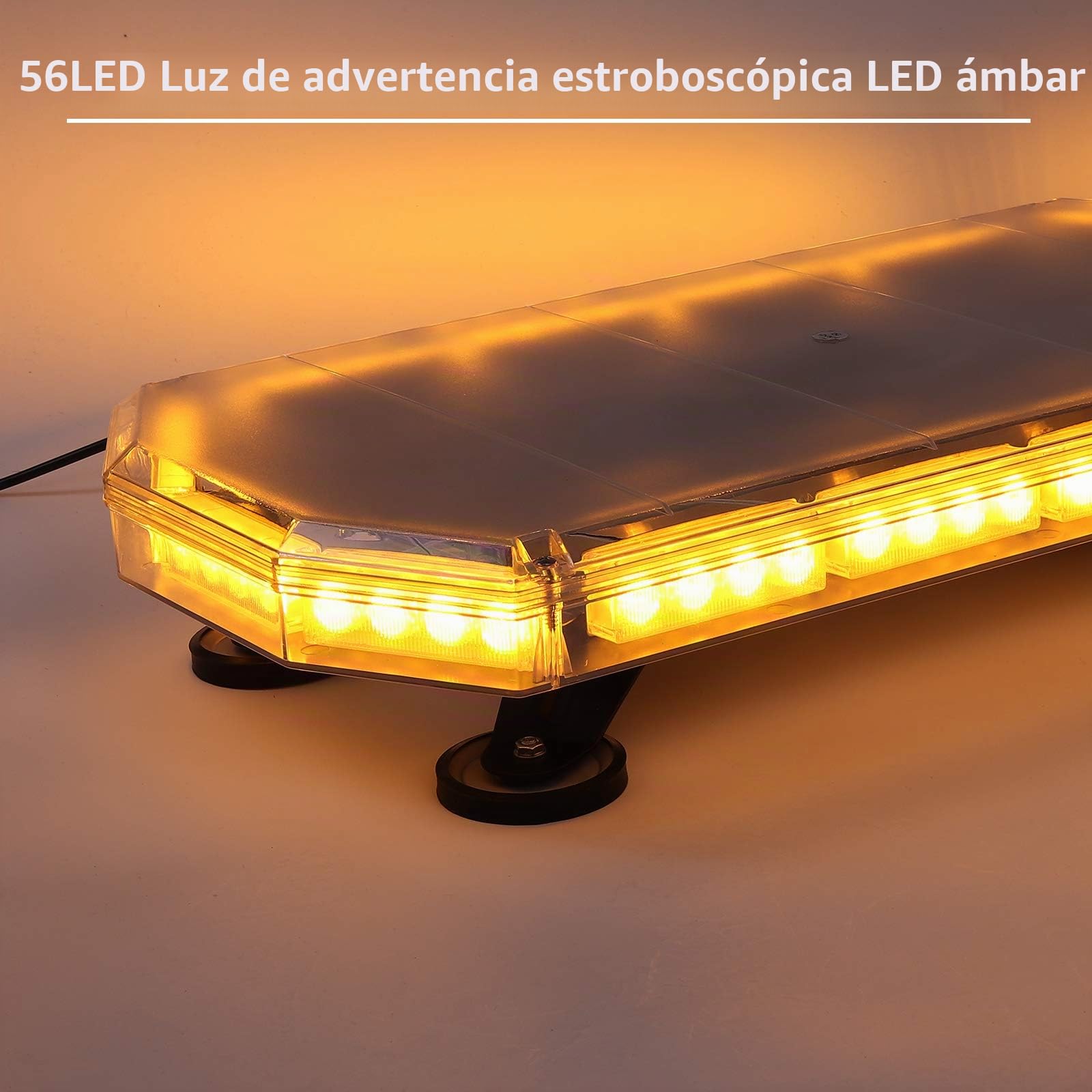 Justech 56 LEDs Luz de Advertencia de Emergencia con 16 Modos de Flash, Barra de Luz Estroboscópica Impermeable con Interruptor de Control de Pantalla Digital para 12V 24V Vehículo Remolque Camión