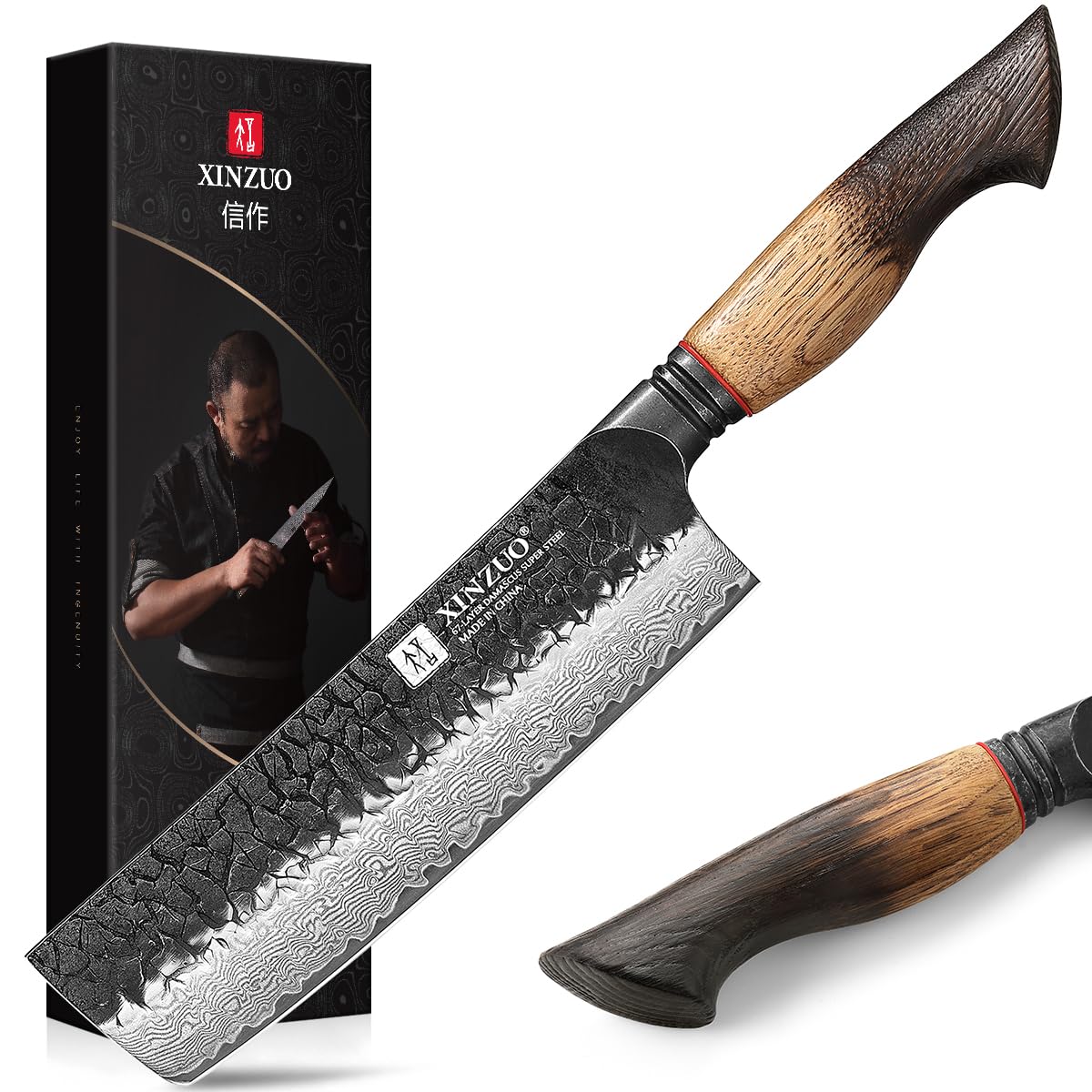 XINZUO Kochmesser Damastmesser Handgeschmiedet 67 Schichten Damaststahl Chefmesser -Profi Scharfe Küchenmesser 10Cr15CoMoV Stahlkern -Ergonomischer Griff aus Weißeiche -Mo Serie