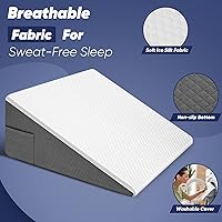 Vista 5 de Almohada de cuña de cama para dormir, leer y descansar, almohada de espuma viscoelástica de enfriamiento de 10 pulgadas para adultos mayores, ideal