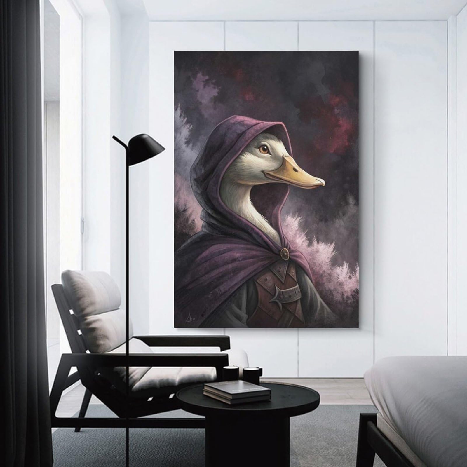 Junmoney Mysterious Duck in A Hooded Cloak Room Decor Wall Art 24x36inch(60x90cm), for Entrance Spaces, Stair Walls Or Halls, A Neat Decor Update for Hallways