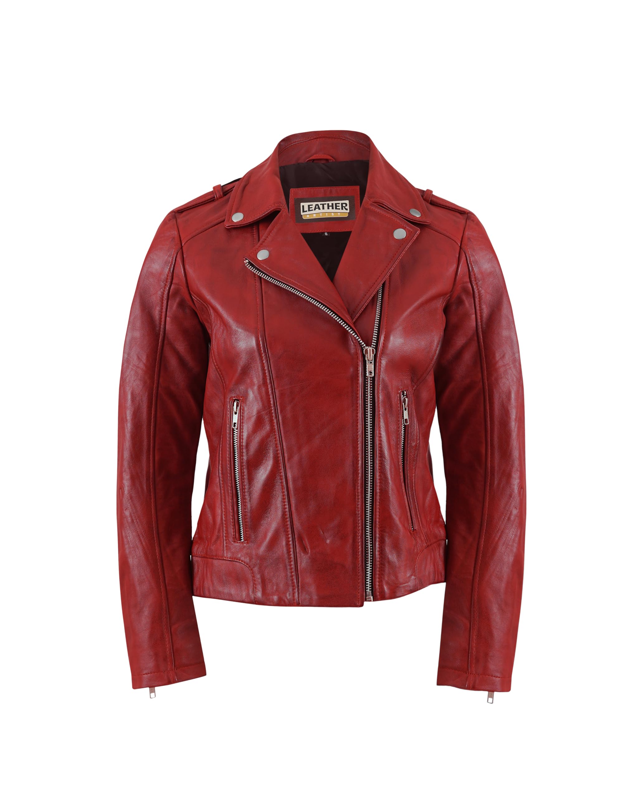 Leather Artist Women’s Genuine Lambskin Biker Jacket – Asymmetrical Motorcycle Style
