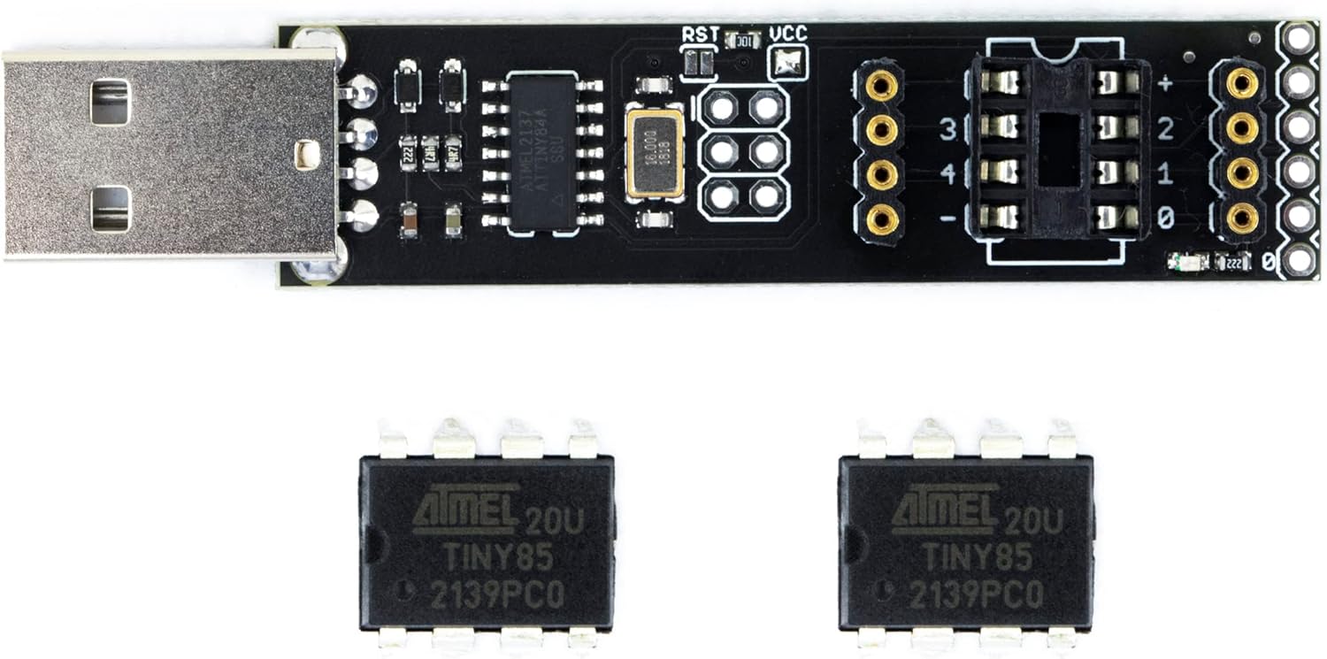 Amazon.com: Tiny AVR Programmer Black and 2pcs ATTINY85-20PU Chips ...
