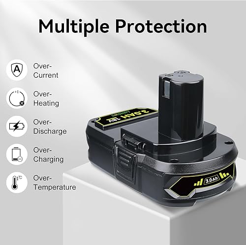 Miniatura 5 de LUMSING Reemplazo P102 de 3.0Ah para Ryobi Batería de iones de litio Plus Max P103 P104 P105 P107 P108 P109 Compatible con herramientas inalámbricas