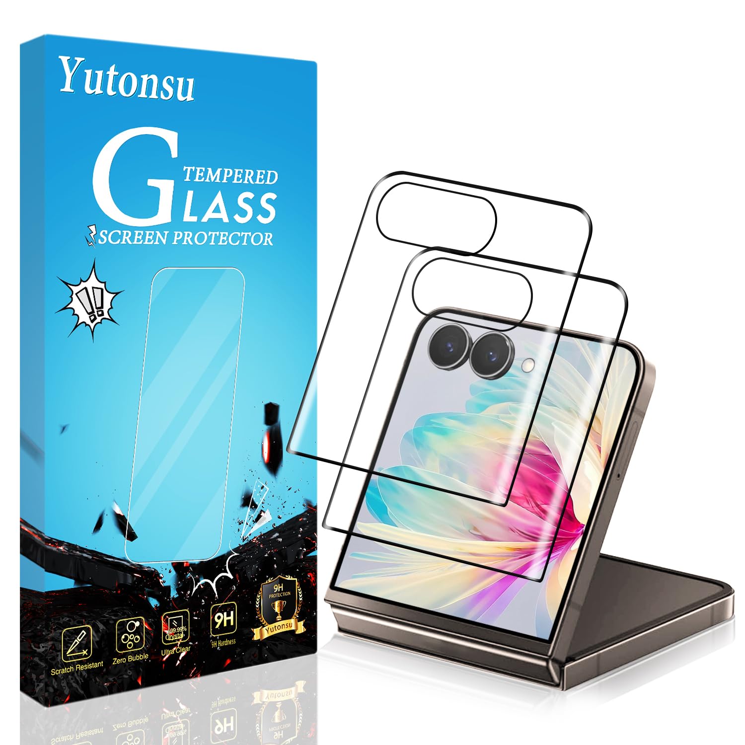 Photo 1 of Yutonsu 2 Pack Screen Protector for Motorola Moto Razr Ultra 2025 / Razr Plus 2025/Razr Plus 2024 / Razr 60 Ultra Tempered Glass Film, 3D Curved Full Coverage, HD Clear, Anti Scratch, Case Friendly