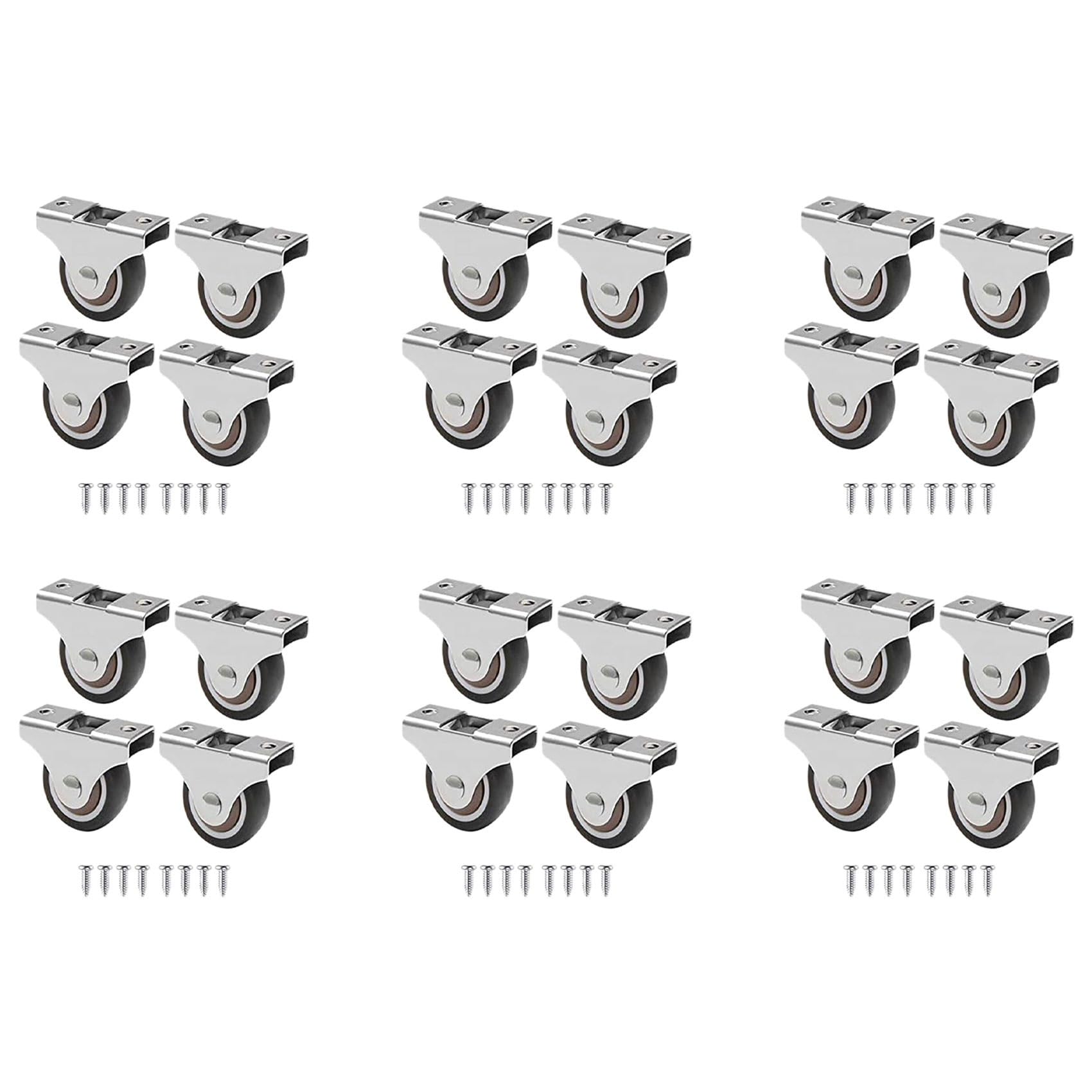 Mini roulettes de meubles 25 mm | Lot de 24 pour déplacer facilement vos caisses et tiroirs