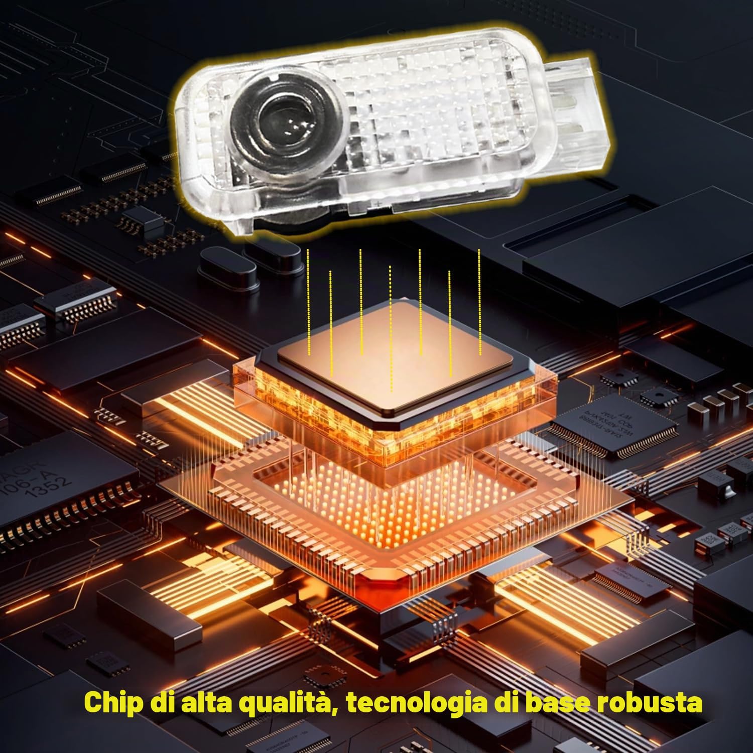 4 luci per portiera dell'auto, 4 K HD, luci di benvenuto, luci di proiezione della porta, compatibili con A1/A3/A4/A5/A6/A7/A8/Q2/Q3/Q5/Q7/Q8/TT/R8 con 4 anelli e lettere rosse