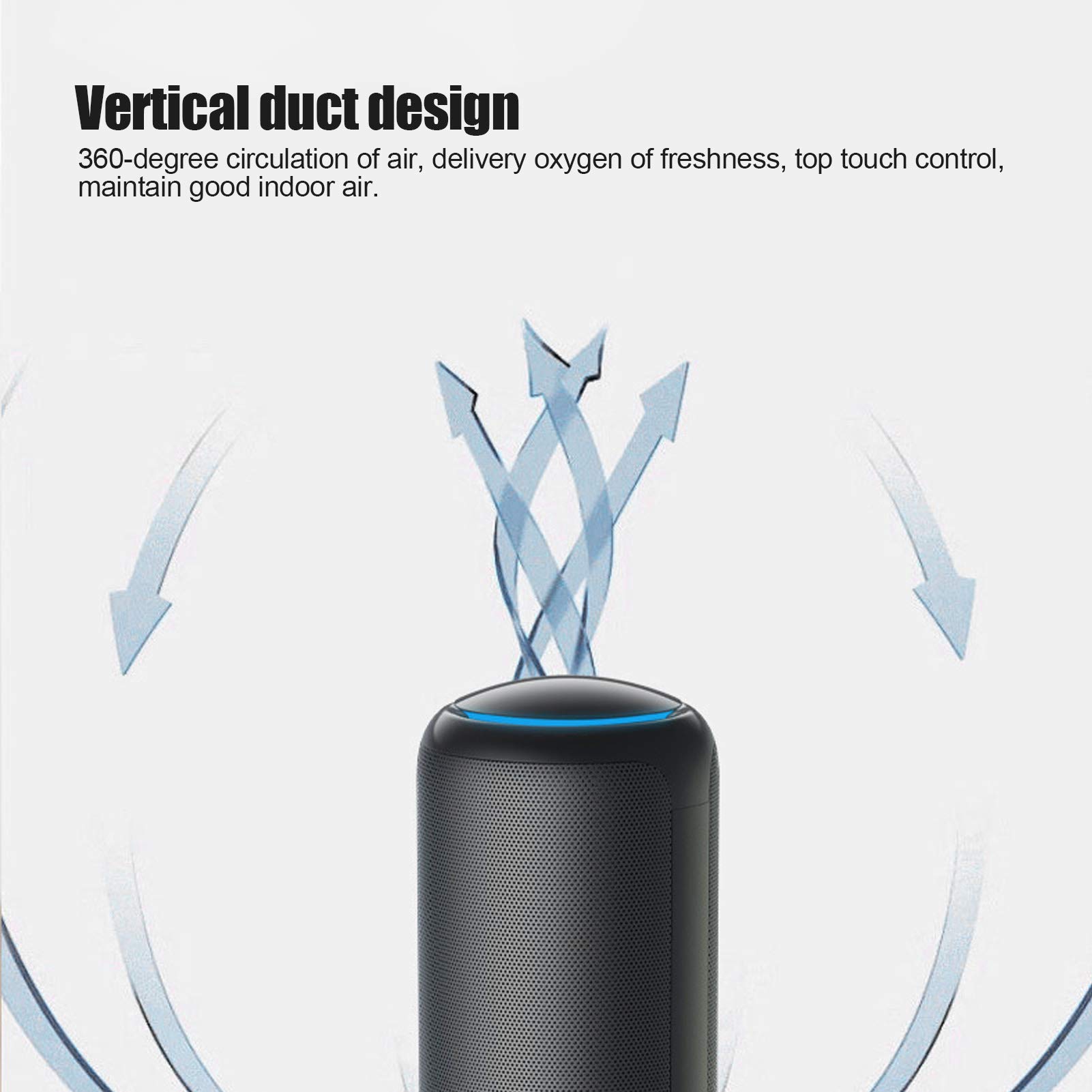 Brrnoo Purificatore D'aria con Controllo Touch, Design del Condotto Verticale con Filtrazione a Circolazione a 360 Gradi, per Auto e Aromaterapia