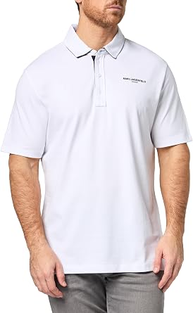 KARL LAGERFELD Mens Short Sleeve Straight Collar Regular Fit Karl Chest Logo Polo