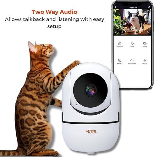 Miniatura 4 de MOBI MobiCam HDX Wi-Fi Pan & Tilt Smart Pet Monitoreo Cámara, Monitor de Video para Mascotas, Cámara IP de Visión Nocturna, Detección de Movimiento,