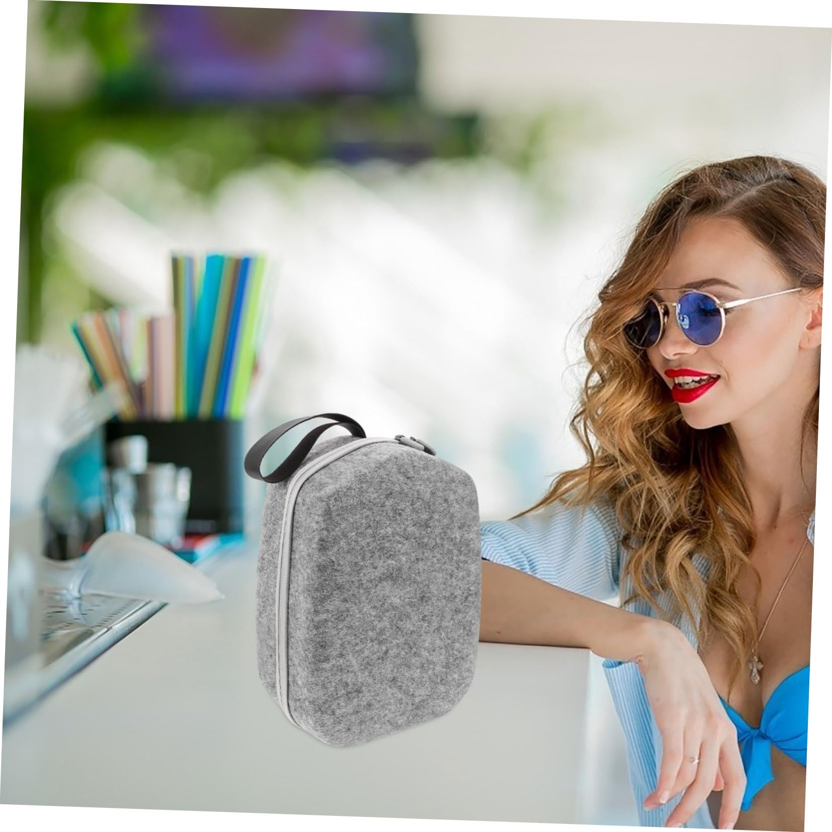 Uonlytech Custodia in Feltro Protettiva per Occhiali Vr con Manico Design Spazioso per Occhiali Vr e Accessori per Trasporto e Conservazione