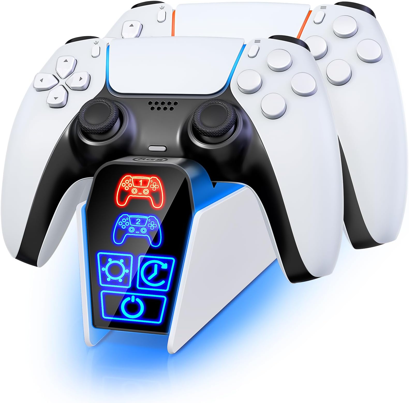 Fenolical PS5 Charging Station, PS5 Controller Charging Dock with Timer Function and Smart Touch Control, Fast Charging PS5 Controller Charger Station with Type-C Cable, PS5 Accessories for Gamer