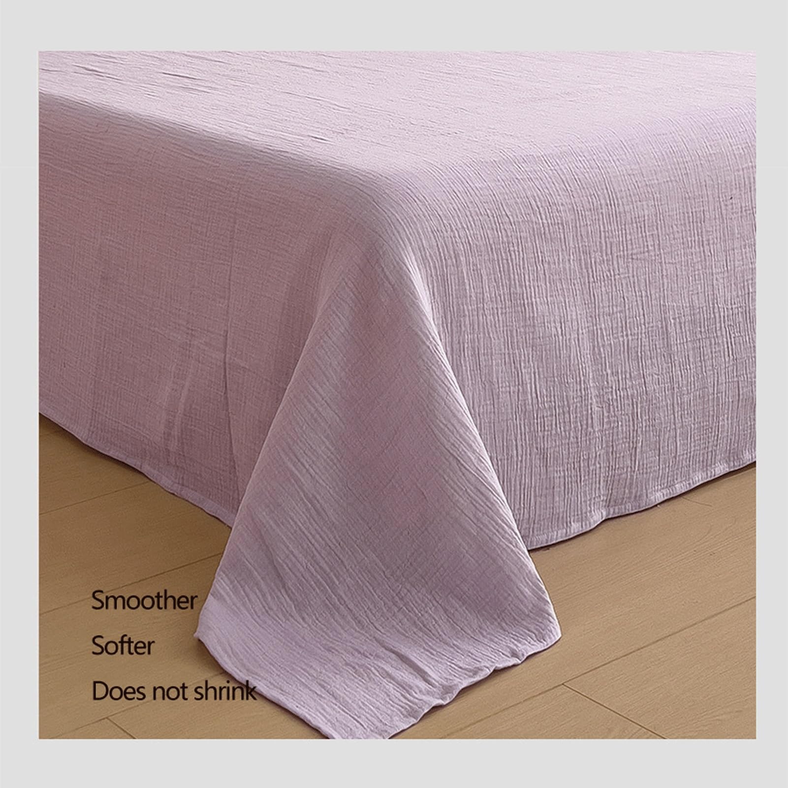 Sabana encimera Cama 90cm a 200cm 160x230cm a 250x270cm de Gasa Arrugada de algodón Clase A sábana Plana súper Suaves Transpirable(Pink,160x230cm+48x74cm x2)