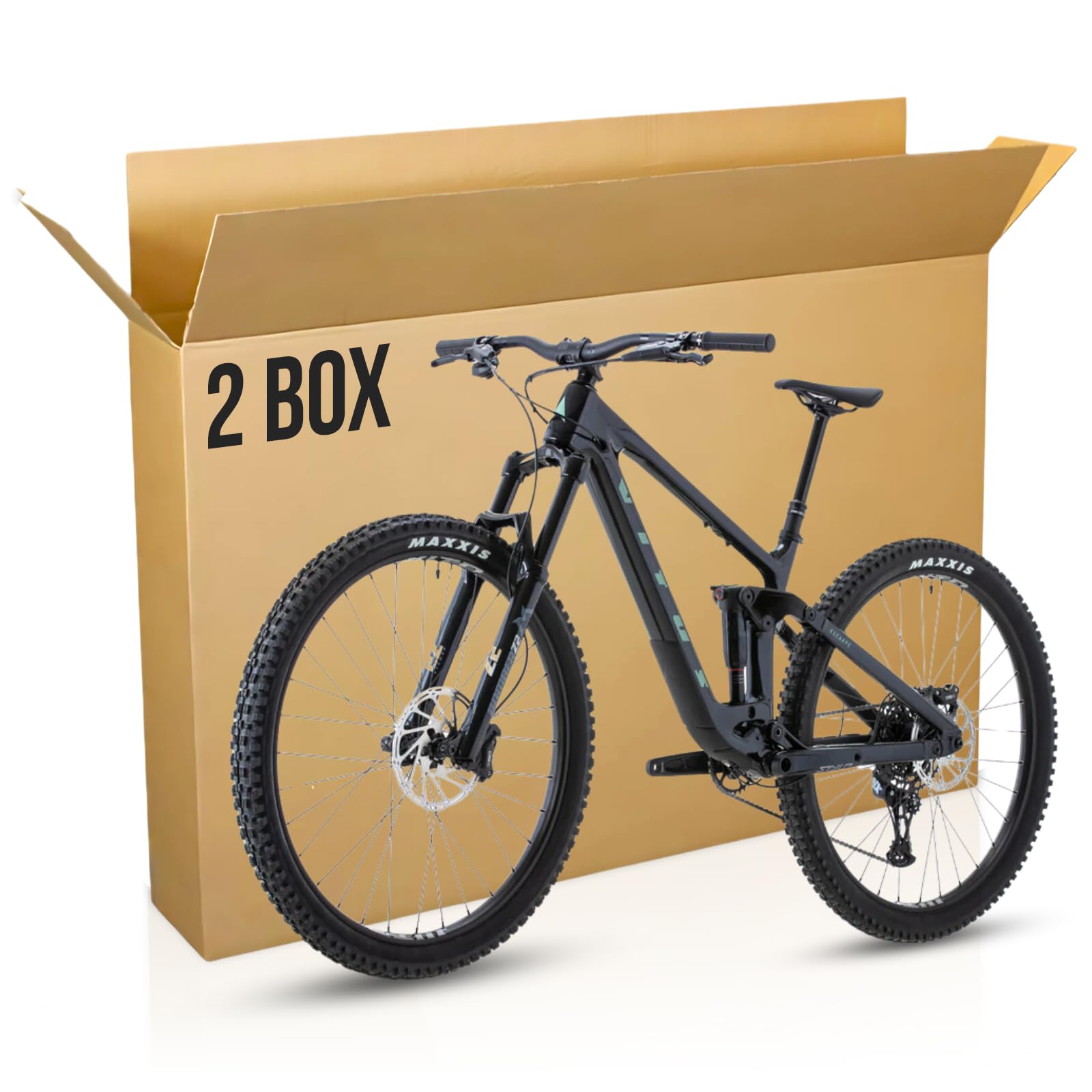 Large Double-Walled Bicycle Carboard Box | Strong Flat-Pack Packaging Box for Moving House | Artwork & Guitar Shipping Box with 2 Handles | Cardboard Bike Carton for Air Travel | Pack of 2 XXL