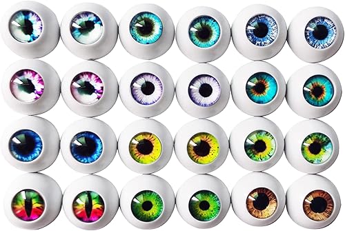 Miniatura 3 de 48 piezas de 12 estilos de plástico redondos de cristal para la fabricación de muñecas, reparación de juguetes, accesorios de Halloween, máscaras,