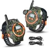 Rechargeable Walkie Talkies for Kids&comma; Two-Way Radio Walky Talky with Flashlight Children Long Range&comma; 2 Pack Interphone Toy for Kids Age 6-12 Outdoor Game for Kid Ages 4-8 Gifts for Boy