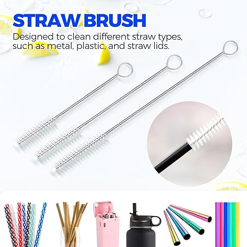 Miniatura 5 de Holikme Juego de 6 cepillos para platos con cepillo para botellas, cepillo para fregar platos, cepillo para sartén y 3 cepillos para pajitas,