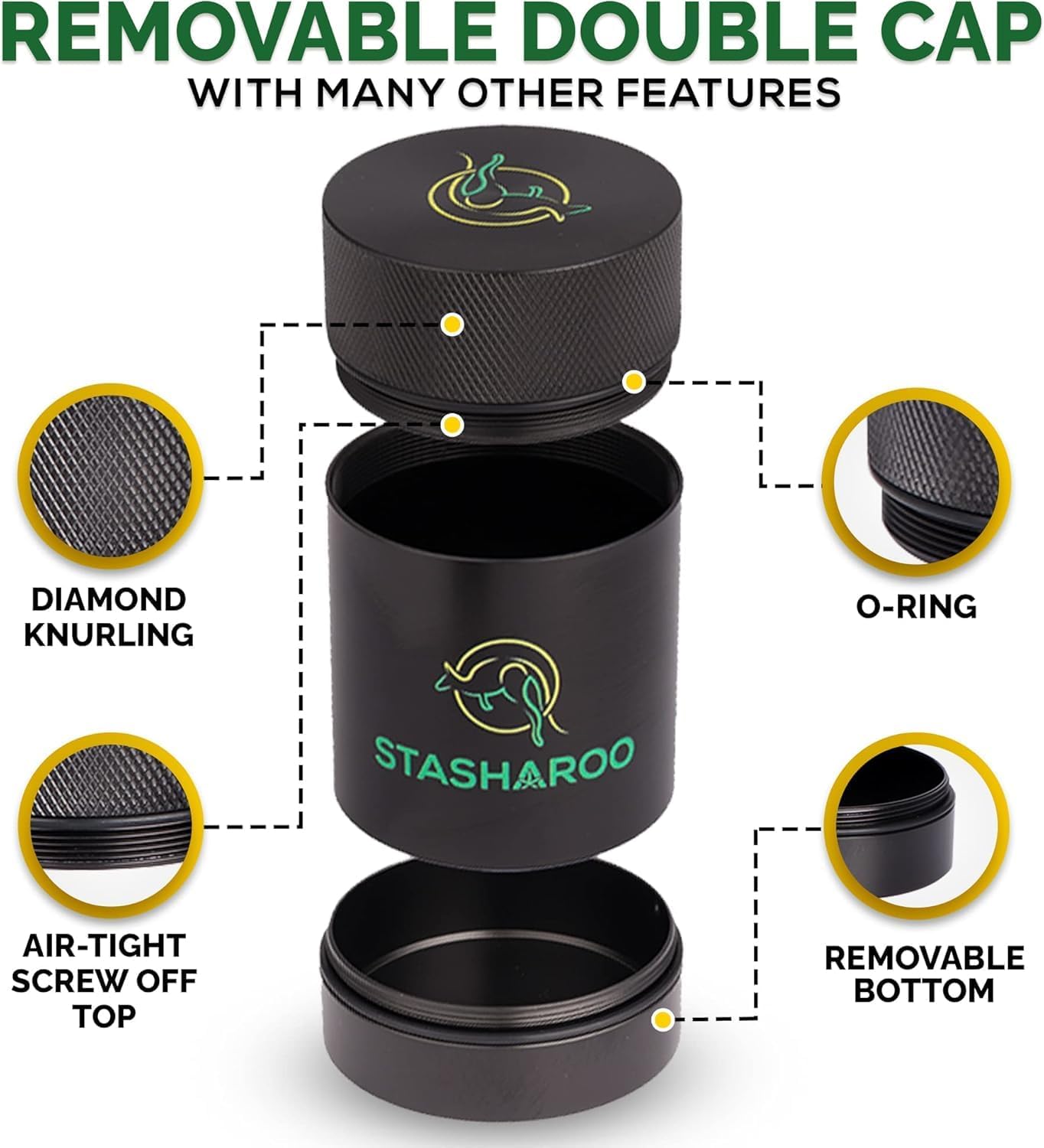 Airtight Coffee Canister, Food Storage Container with Dual Lids, Small Jar, Multipurpose Storage Container for Coffee Beans, Tea, Ground, Spice Jar, Cookies Jar, UV Protection (Pack of 2)